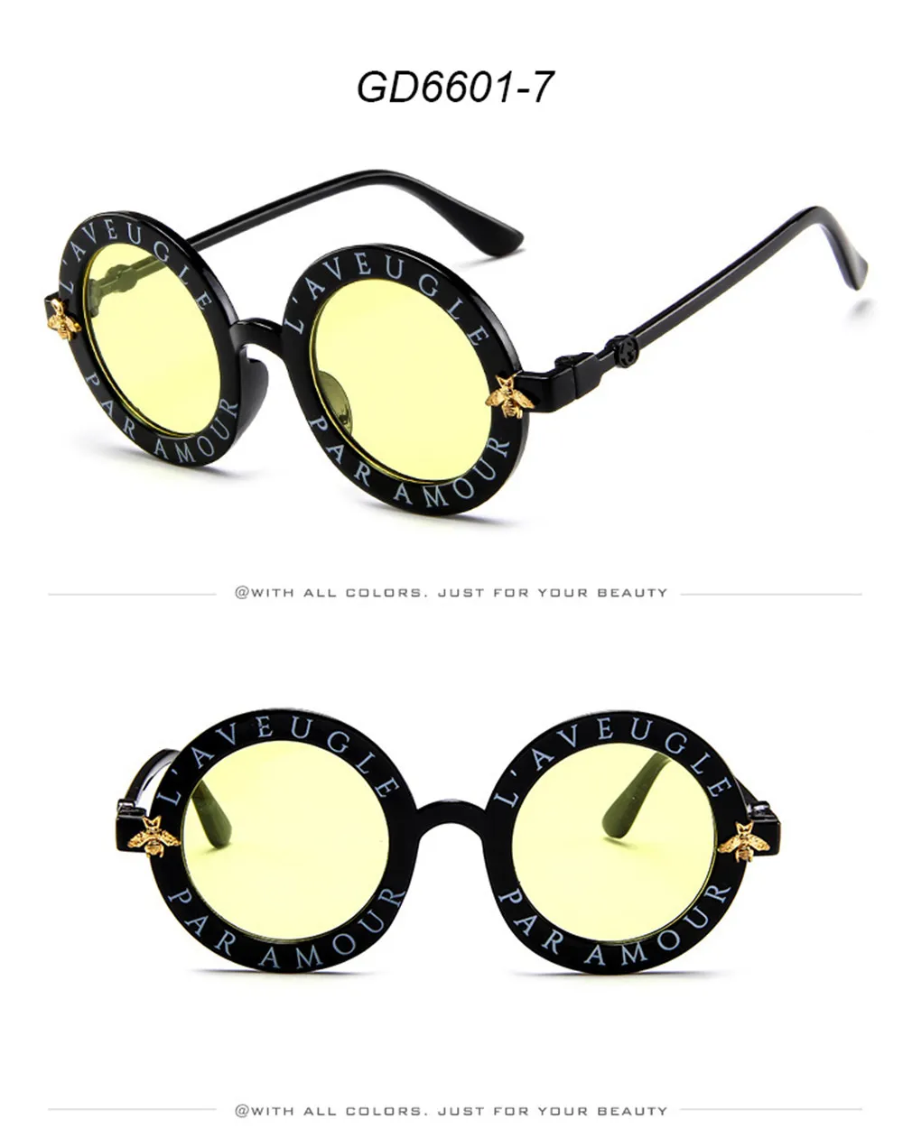 Sunglasses Fashion Small Round Kids Brand Designer Bee Children Boys Girls Baby Outdoors Goggle Shades Eyewear LC4L_voghion.com