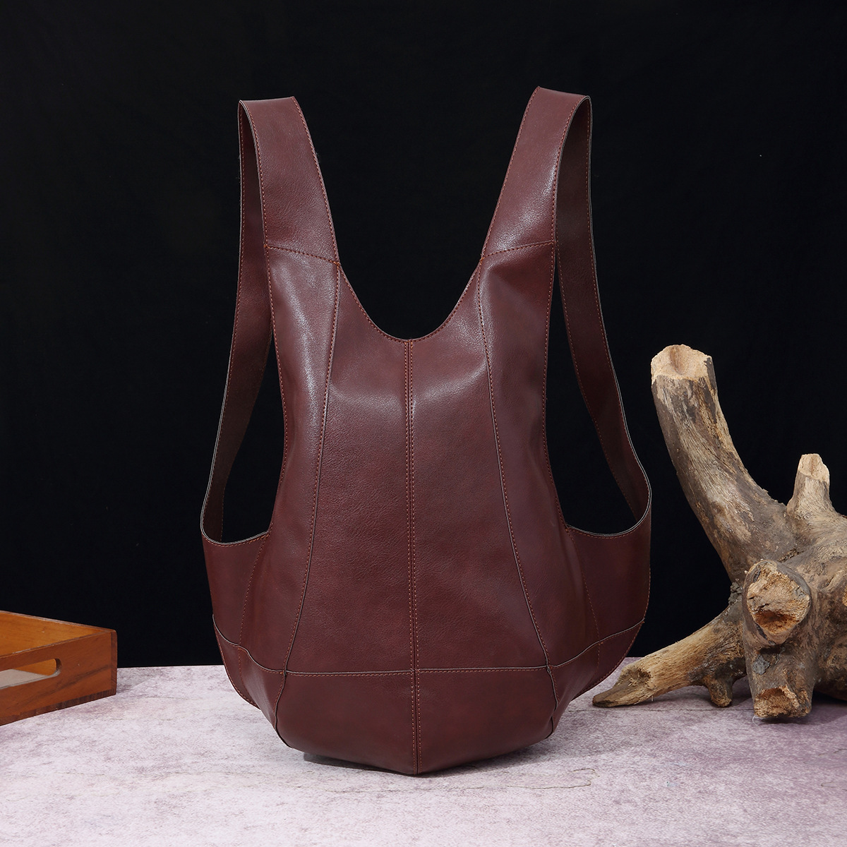 retro Crazy Horse soft leather men's and women's Beetle bag backpack student trendy backpack school bag casual travel bag_voghion.com