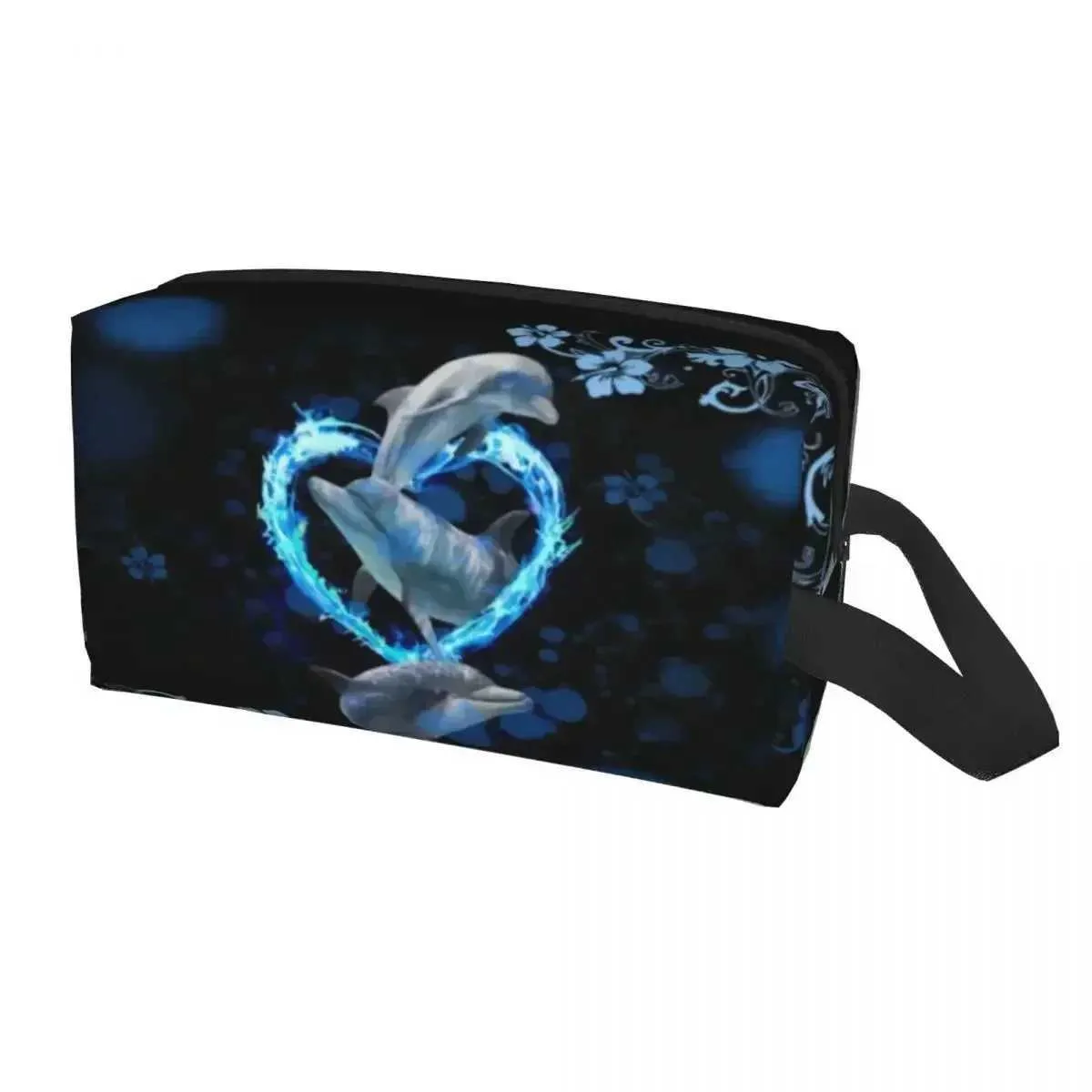 Dolphin Toilet Bag Blue Marine Animal Water Whale Cosmetics Makeup Organizer Womens Beauty Storage Dopp Kit Y241023_voghion.com