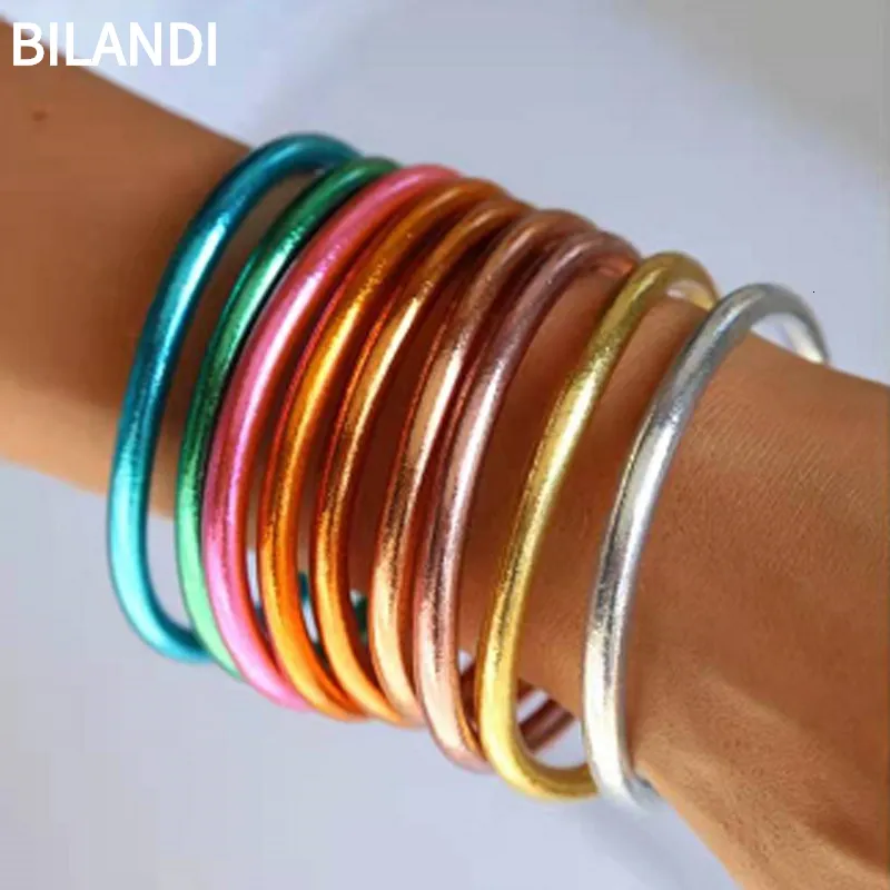Bilandi Fashion Jewelry Silicone Bangle Trend Style One Row Colorful Bracelet Bangles For Women Party Gifts 230706_voghion.com
