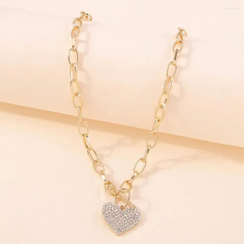 Catene Collana Stile Punk Con Pendente A Cuore Con Strass Squisita Catena Di Metallo Gioiello Regalo Per Un Look Dichiarativo_voghion.com