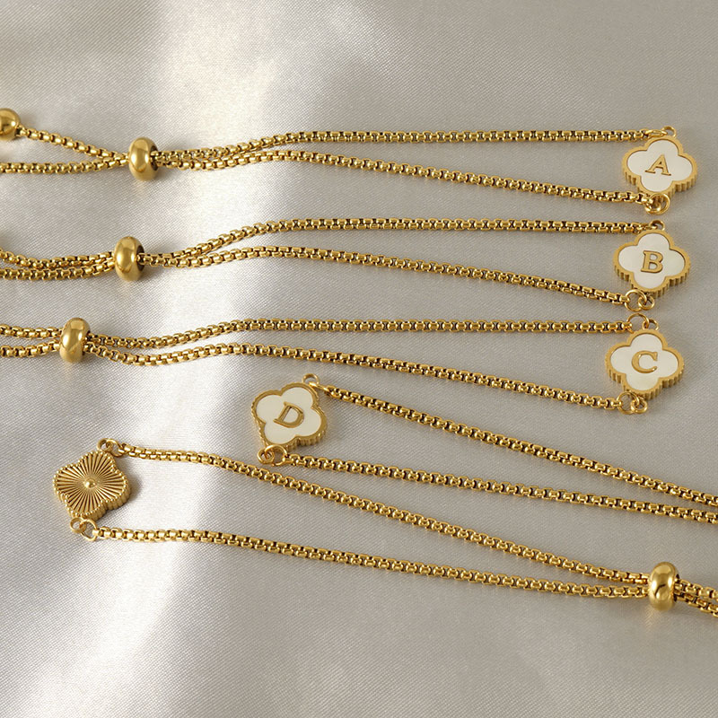French Clover Design Bracelet Minimalist Chain Link Jewelry_voghion.com