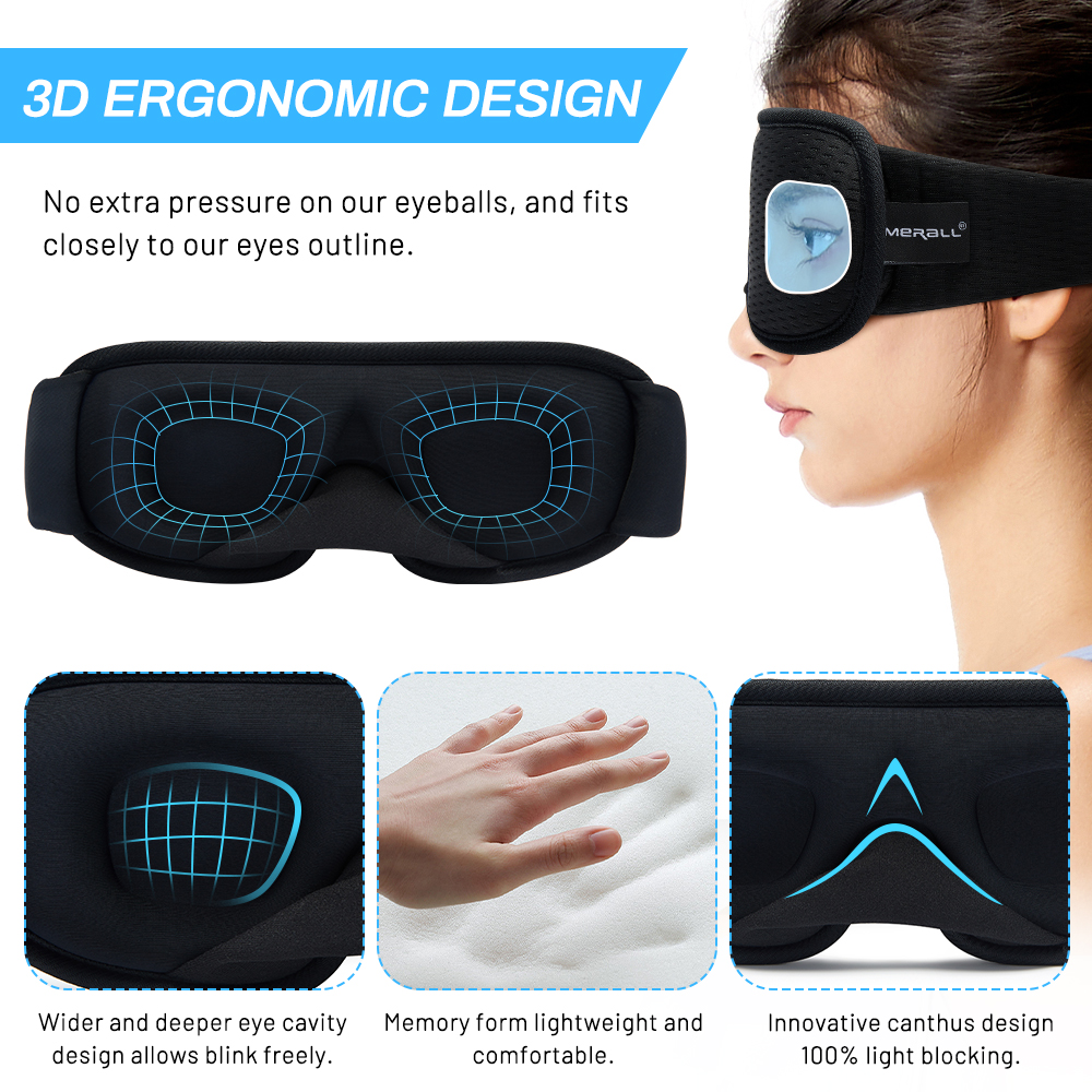 Mască de somn 3D, mască de somn cu lumină, pentru ochi, mască de somn moale, ajutor pentru ochi, pentru călătorii, Eyeshade, noapte, respirabil, Slaapmask_voghion.com