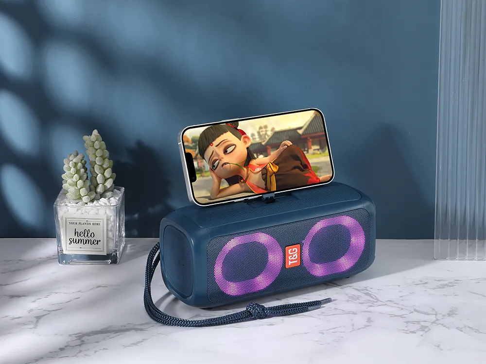 TG333 Portable Wireless Bluetooth Subwoofer Waterproof Outdoor TF USB Stereo With Phone Stand Speaker_voghion.com