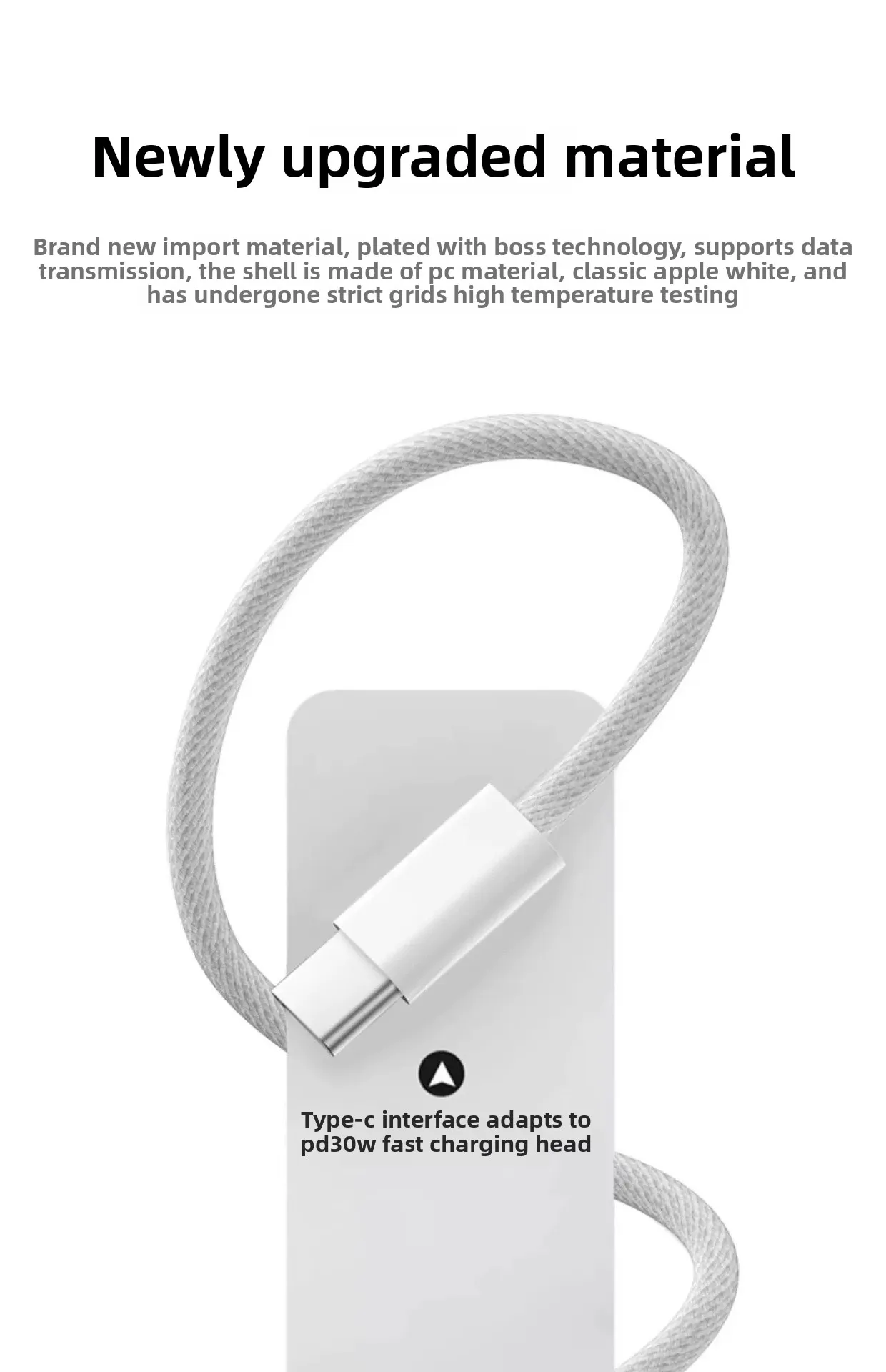 Cavo dati di ricarica rapida USB-C a tipo C PD 30 W, 500 pezzi da 1 m, 1,5 m, 2 m, cavo di ricarica intrecciato in TPE per iPhone 16, 15, Samsung_voghion.com
