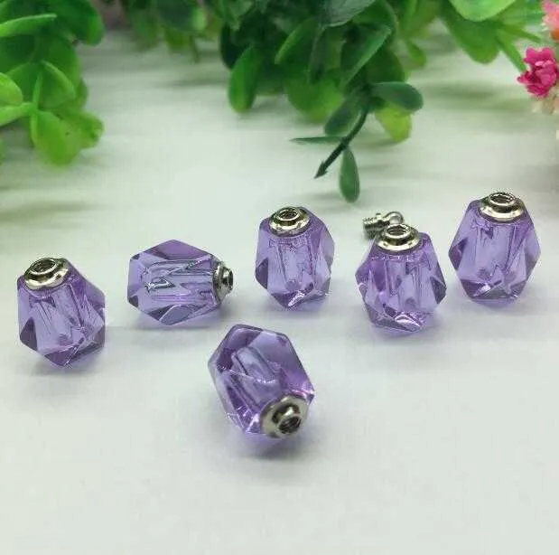 100 pz/lotto 10*15mm tappo a vite rombo fiala pendente rosa cristallo bottiglia di profumo collana ciondolo ciondoli nome o riso arte_voghion.com