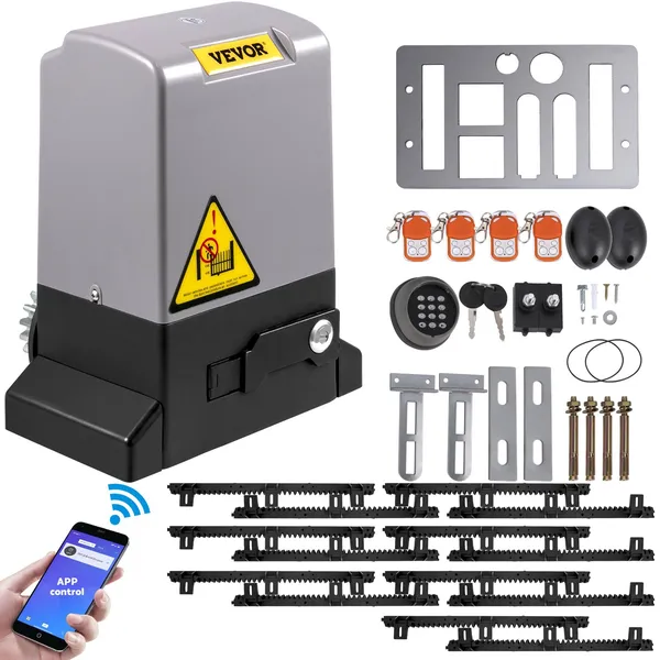 Sliding Gate Opener, 1800 KG 7 M, Automatic Sliding Gate With 4 Remote Controllers & APP Control, Electric Rolling_voghion.com