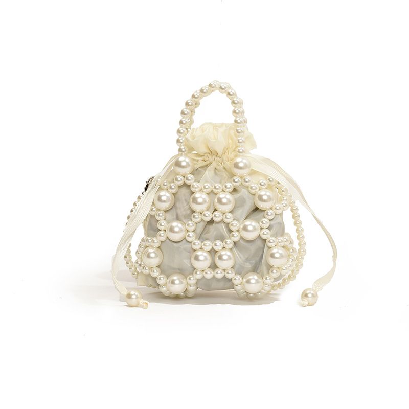 For Women Pearl Handbag Beaded Crossbody Fashion Light Mobile Phone Bucket Shoulder Bag_voghion.com
