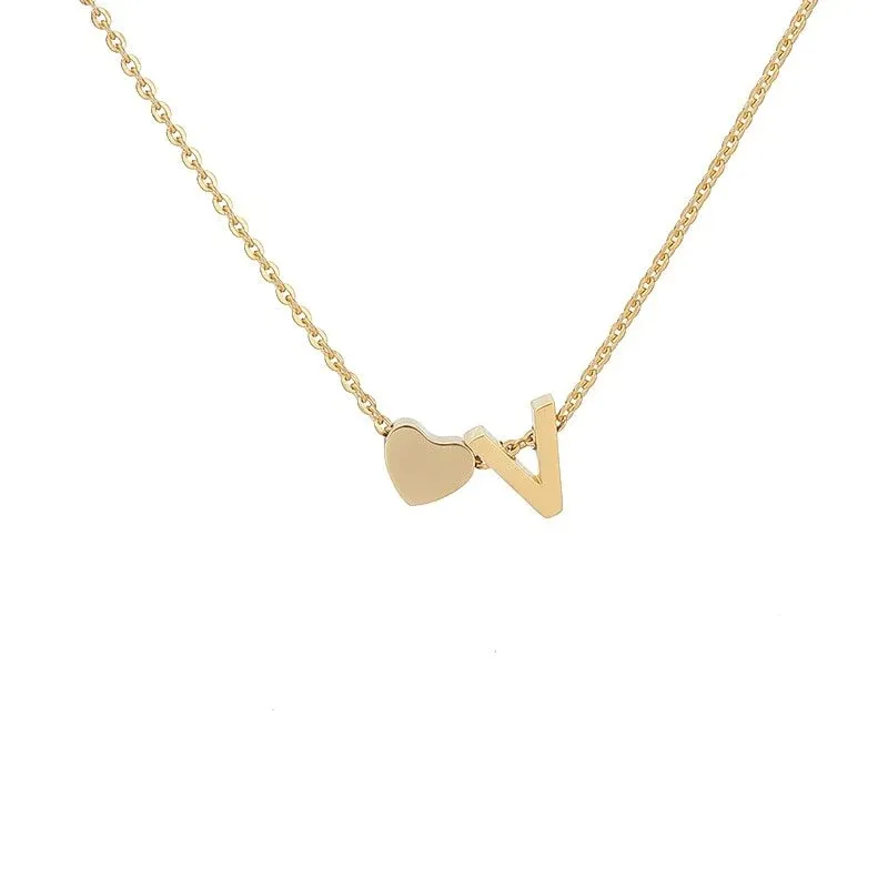 Fashion designer for woman tiny heart love choker gold sier color letter necklace jewelry custom chain_voghion.com