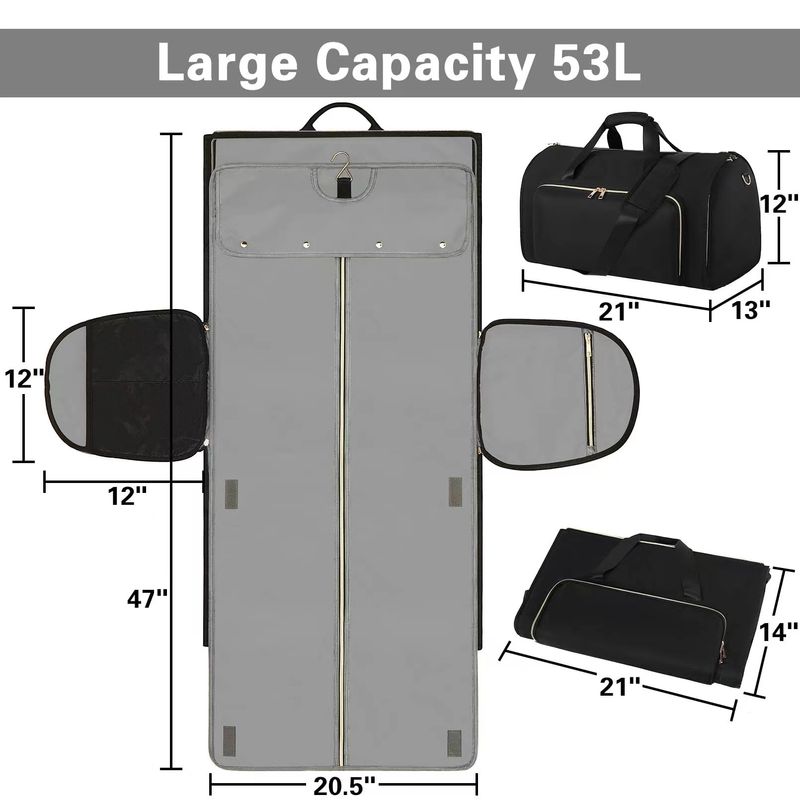 Reiseanzug, umwandelbare Kleidung, faltbare Aufbewahrung, hängende Kleidertasche, Umhängetasche und drehbarer Rucksack_voghion.com