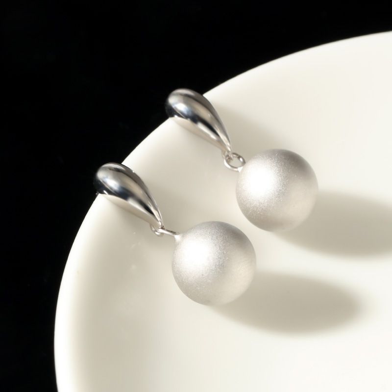 Orecchini a sfera in argento Sterling con trafilatura a filo, stile Joker minimalista, retrò, eleganti, per autunno e inverno, da donna, di alta gamma._voghion.com