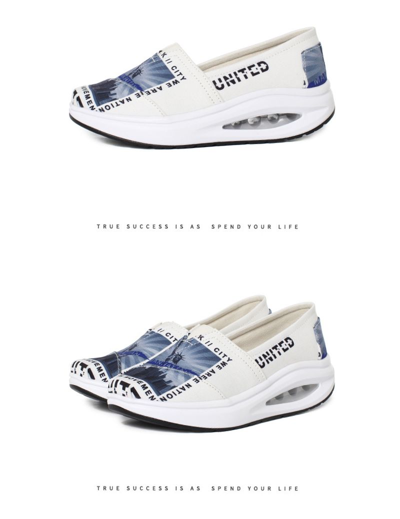 Neuer Casual-Stil, ein Fuß dicke Sohle mit Luftkissen-Canvas-Muster für Damen-Lazy-Schuhe_voghion.com