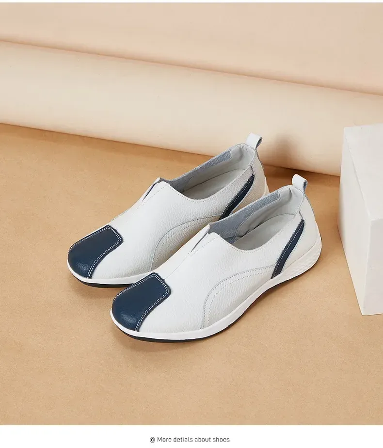Genuine Leather Women 2024 Spring Autumn Slip-on Casual Flats Woman Fashion Loafer Ladies Shoes atos Mujer_voghion.com
