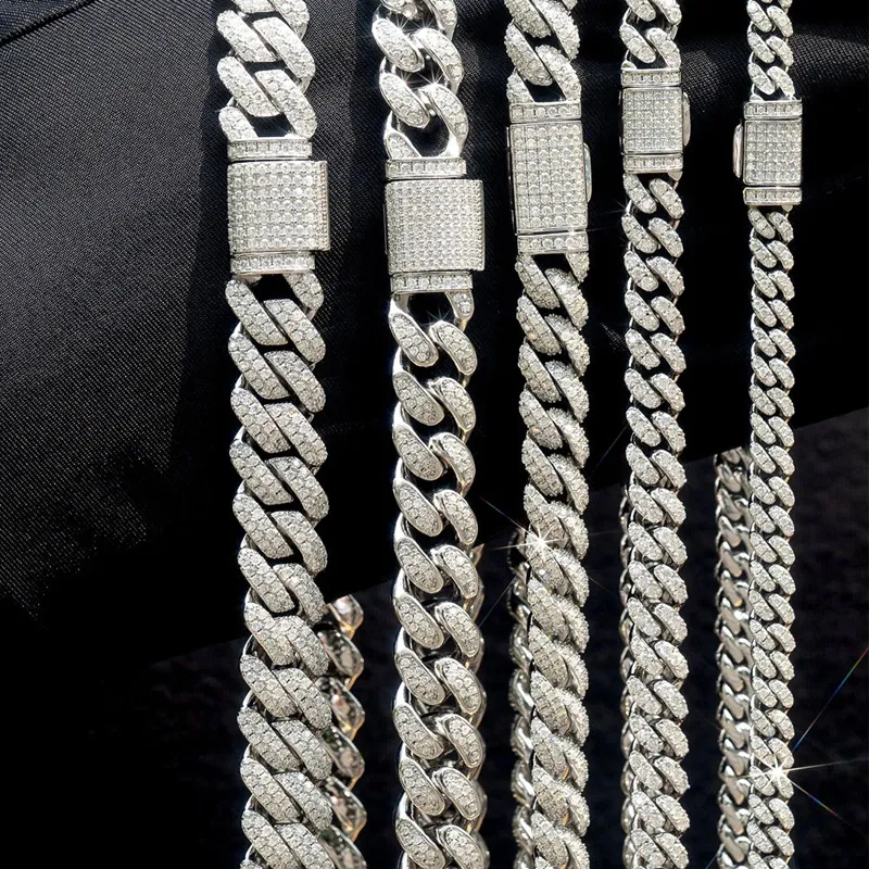 RINNTIN SMN Iced Out Hip Hop Link Ketten Custom Schmuck Echt Sterling Silber Moissanite Dia Kubanische Kette_voghion.com