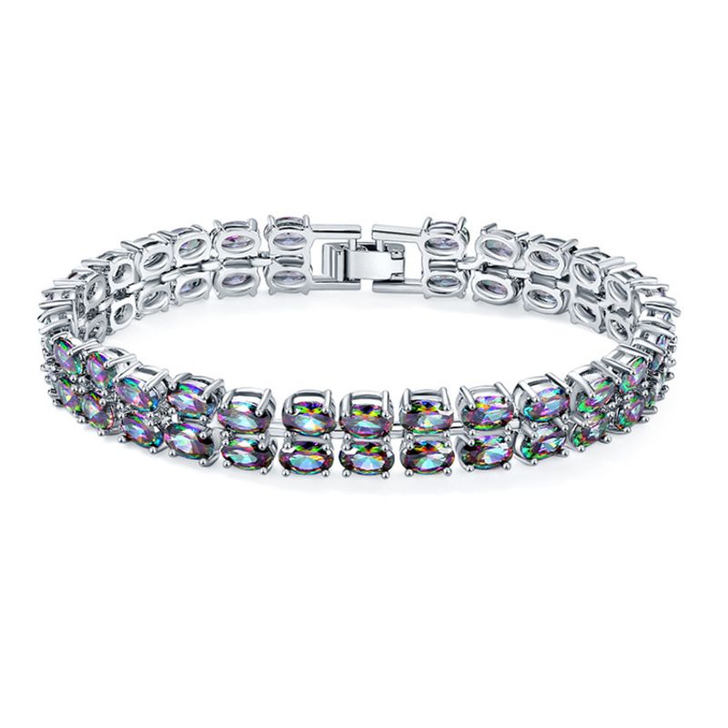 Braccialetto con pietre preziose colorate alla moda in zircone AAA coreano, gioielli da sposa_voghion.com