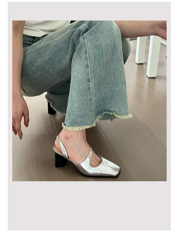 2024 Summer Thick Mary Jane Single Shoes Back Square Head Sandals Female Commuter One e Strap High Heels Free of Mail_voghion.com