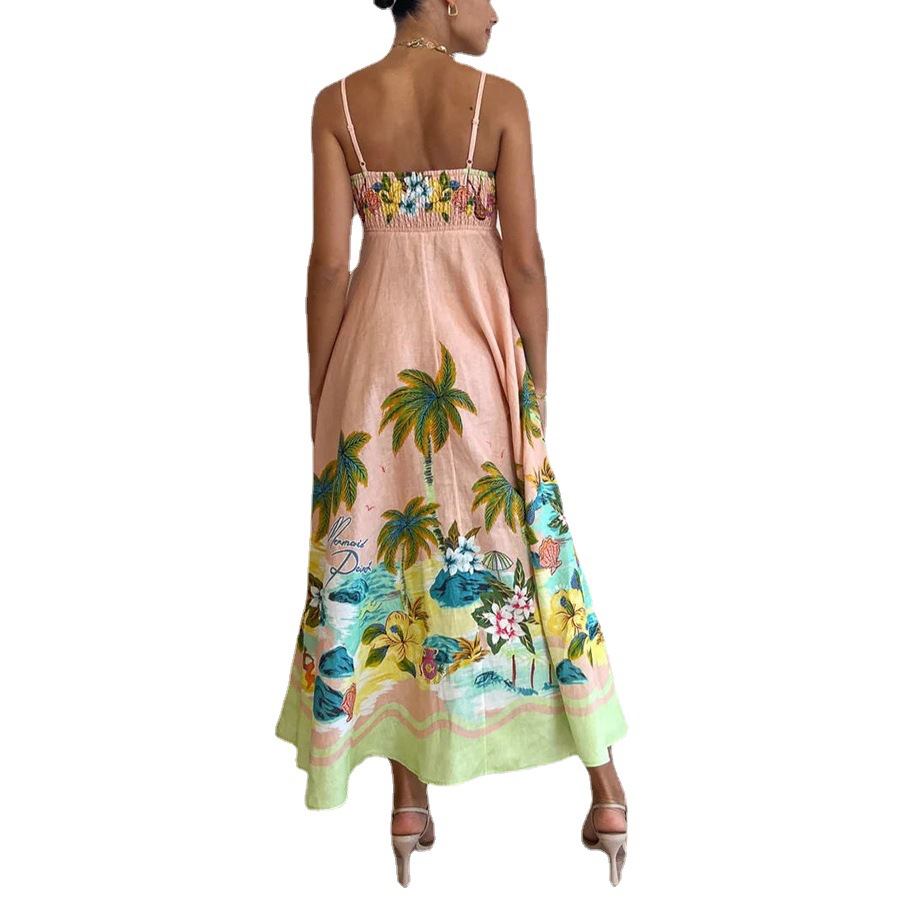 Women's Clothing  Halter print casual loose high-waisted dress_voghion.com