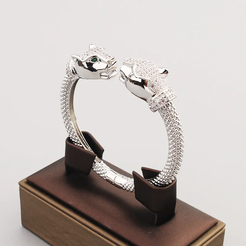 Breiter Goldsplitter Leopard Diamant Armreif Armbänder Kette Liebe Designer für Frauen Männer offenes Paar Modedesigner Hochzeit_voghion.com