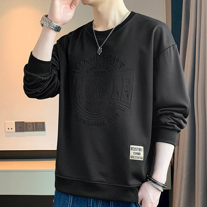 ​​Lässiger Pullover für Herren – 100 % Baumwolle, langärmliger Rundhalsausschnitt mit Printdesign​​_voghion.com
