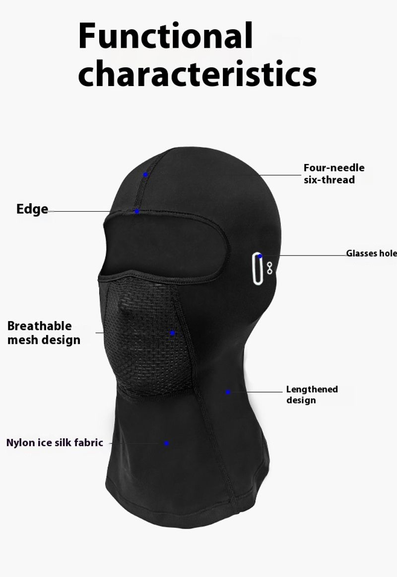 Ice Silk Black Summer Mask voor heren Outdoor motorrijuitrusting Nekbescherming, winddichte zonnebrandcrème Hoofd_voghion.com