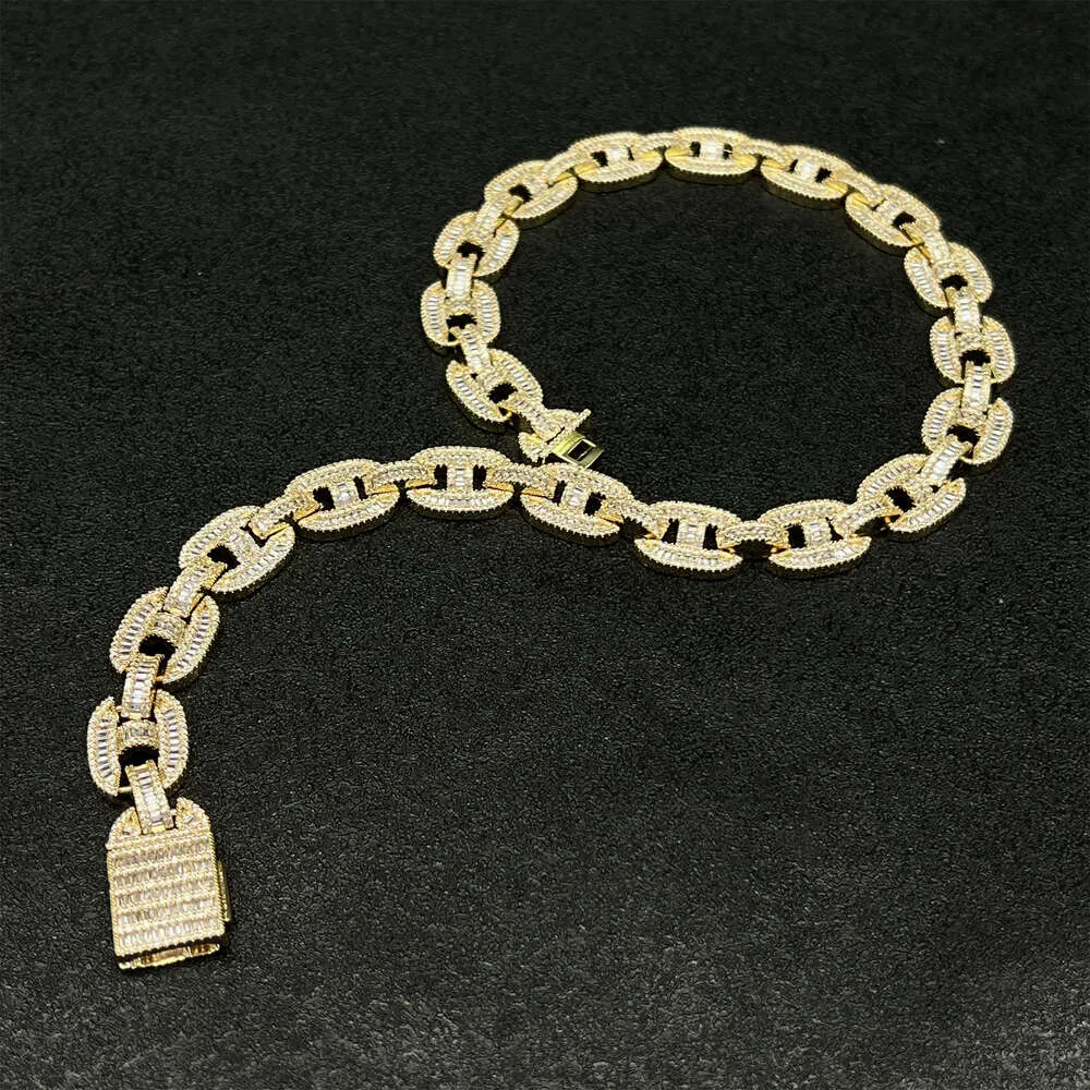Collana di gioielli hip-hop in argento sterling Sier con catena a maglie cubane in moissanite ghiacciata per rapper_voghion.com
