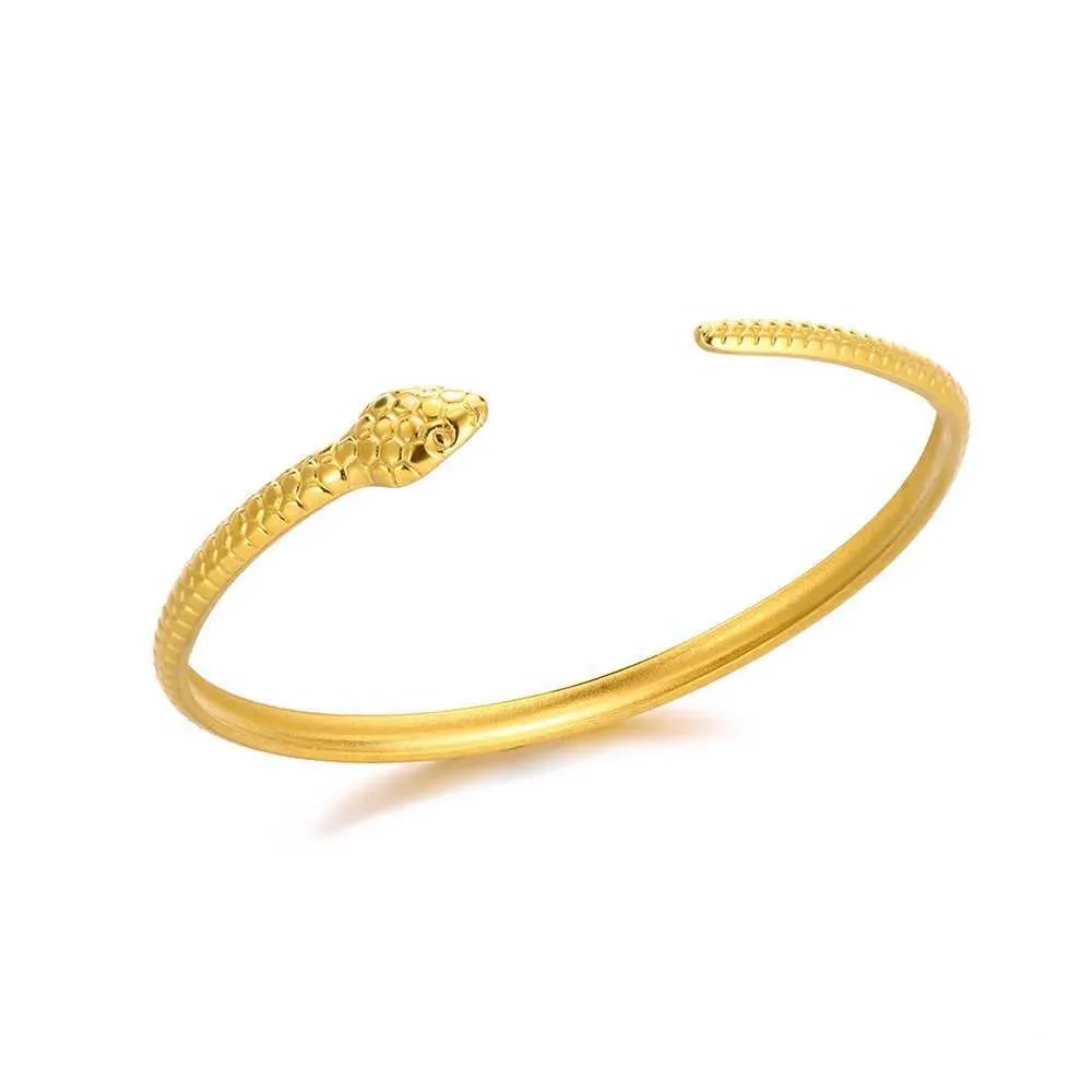 Bracelets Stainless Steel Classic Snake Open For Women 2024 Trendy Simplicity Gold Color Charm Bracelet Bangle Jewelry_voghion.com