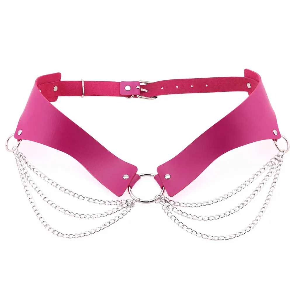 Cinto de corrente em pele pu para mulher estilo gótico punk_voghion.com