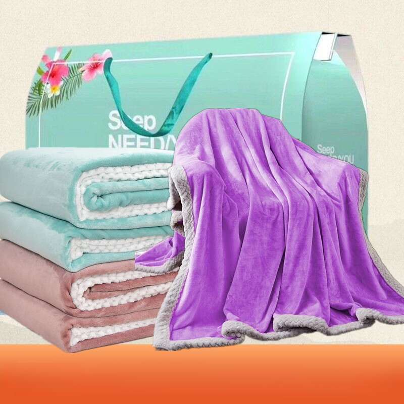 Solid Color Milk Thickened Fleece Blanket Cover Office Nap Air Conditioning Blanket_voghion.com