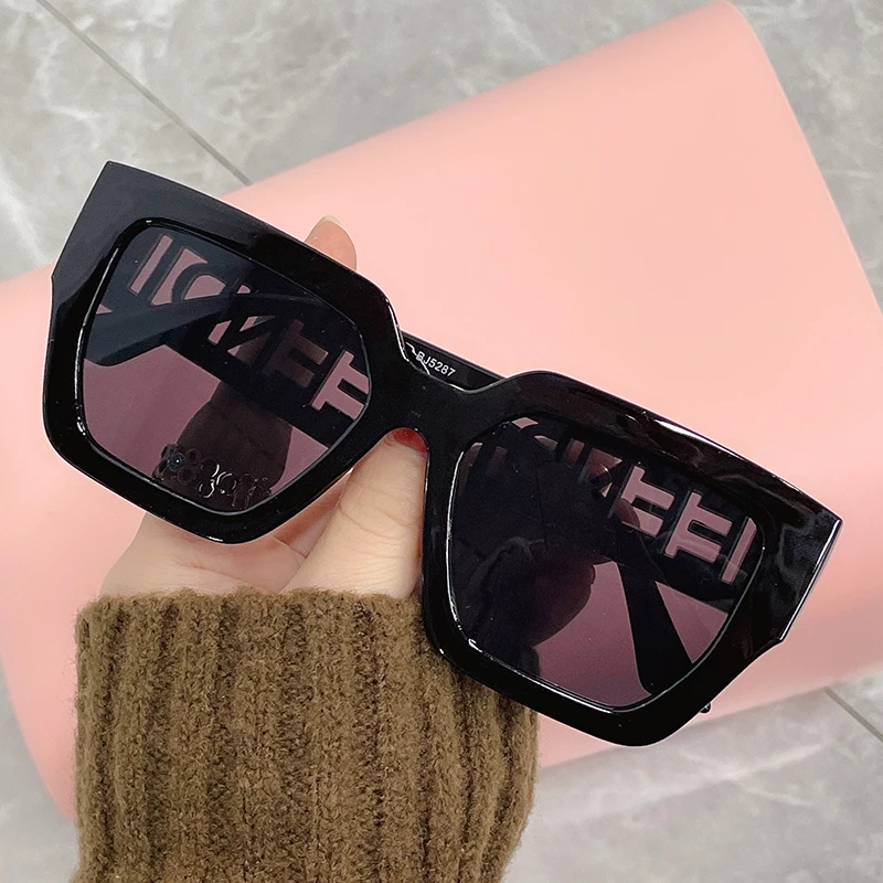 Brand Designer Women Sun Glasses  Trendy Oversized Square Men Sunglasses Retro Hollowed Letter Eyewear UV400 Goggles_voghion.com