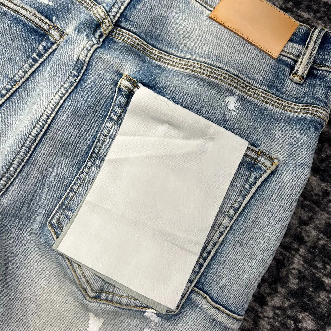 Fashion Men Designer Mens Skinny Jeans Denim Pant Distressed Ripped Biker Black Blue Jean Slim Fit Motorcycle_mkmklike.com