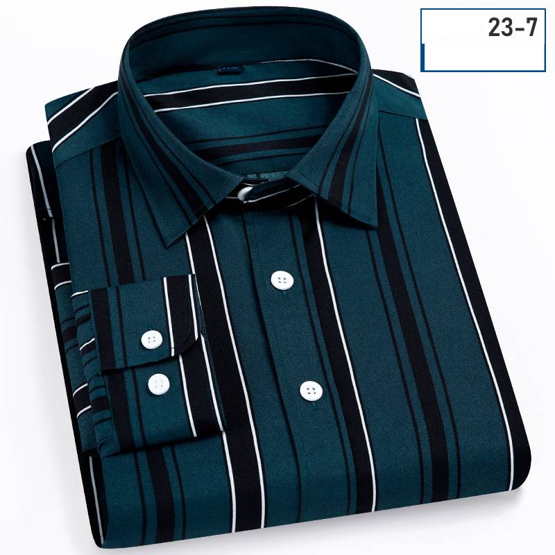 Herren Slim Fit Stretch Business Hemd Langarm Gestreiftes Top_voghion.com