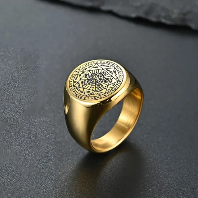 YILUOCD pitser Seitse peaingli sõrmust meestele The Ke of Saalomoni sõrmus Kabbala Talisman Amulett roostevabast terasest isane_voghion.com