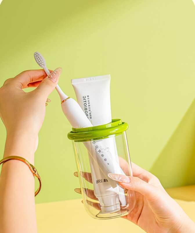 Copo transparente portátil para escova de dentes, escova de dentes elétrica, caixa para armazenamento de pasta de dente, copo simples para enxaguatório bucal doméstico_voghion.com