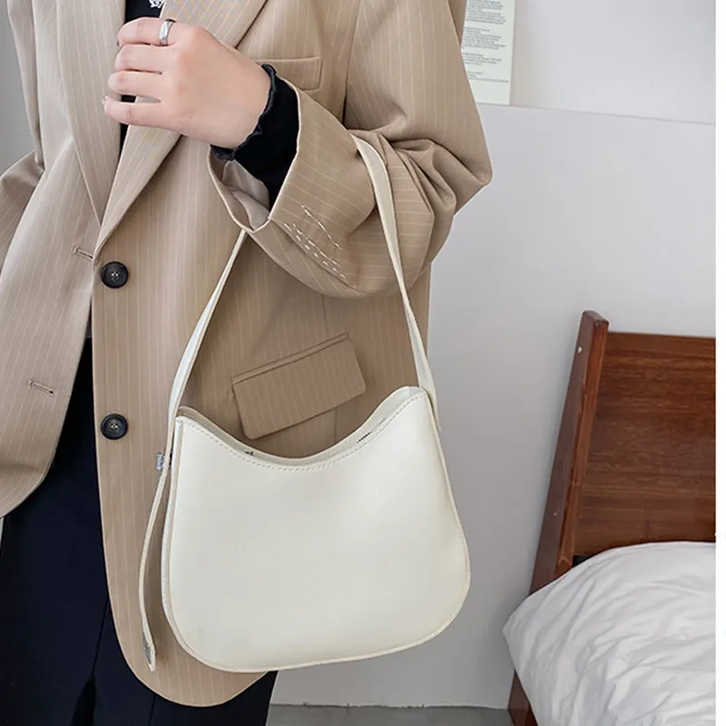 Yogodlns Half-Moon Shoulder Underarm PU Leather Armpit Retro Crossbody Bag Designer Ladies Portable Handbag Totes Purse_voghion.com