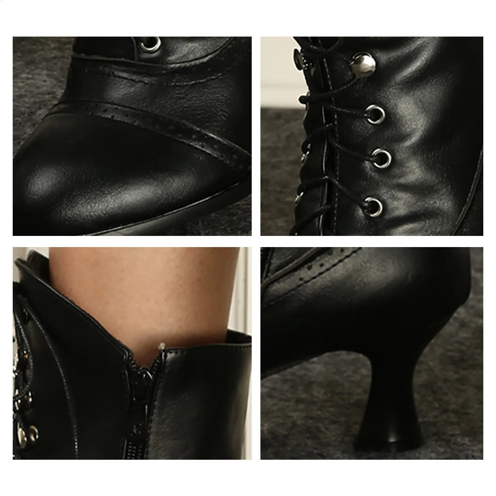 Primavera Inverno Donna Décolleté Qualità Lacci Europei Signore Pu Tacchi Alti Stivali Scarpe Donna Stivaletti 240830_voghion.com