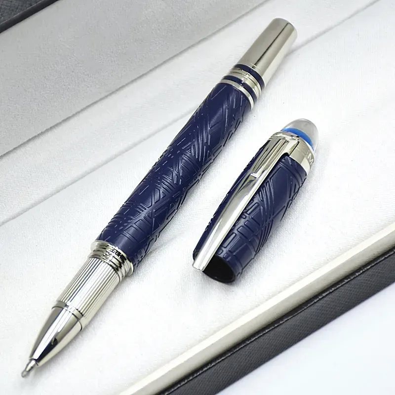 wholesale Wholesale Wholesale Luxury Monte Starwalk Blue Crystal Top Rollerball Pen Ballpoint Pen Metal Relief Barrel Office Writing Fountain Pens_voghion.com