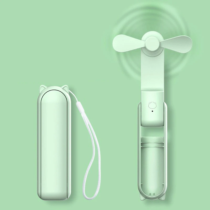 Portable Handheld Folding Fan Usb Rechargeable With 3 Speed Modes_voghion.com
