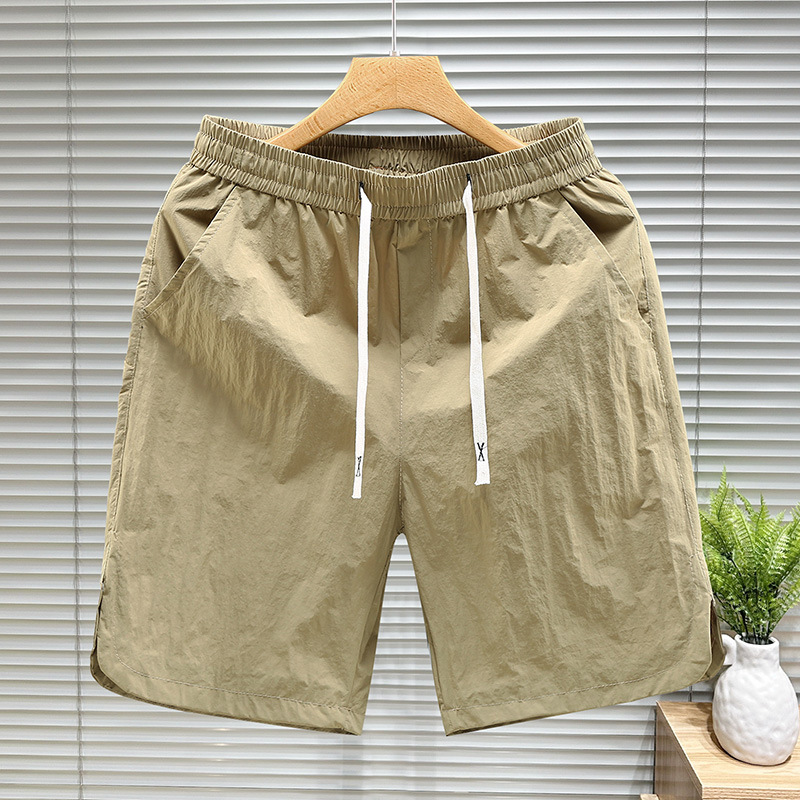 Abbigliamento da uomo, articoli da spiaggia, pantaloncini casual rugosi da uomo, pantaloncini sportivi larghi estivi, pantaloni ad asciugatura rapida di seta sottile di ghiaccio di marca alla moda_voghion.com
