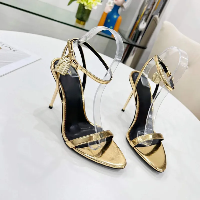 Nejnovější módní sandály na jehlovém podpatku 10,5 cm Dámské značkové vysoké podpatky, letní sandály, kotníkové šaty, shoefactory_voghion.com