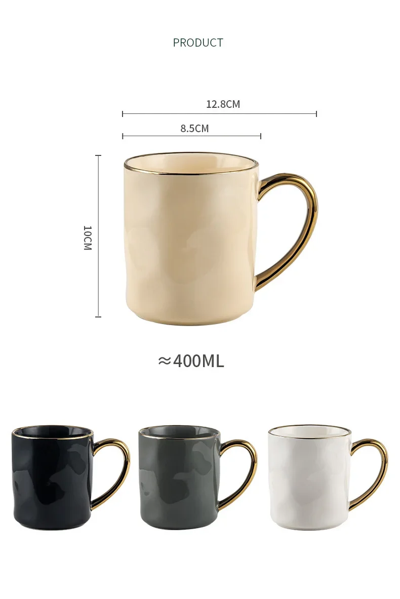 Nordic Style Ceramic Coffee Mug With Gold Rim For Tea And Milk_voghion.com
