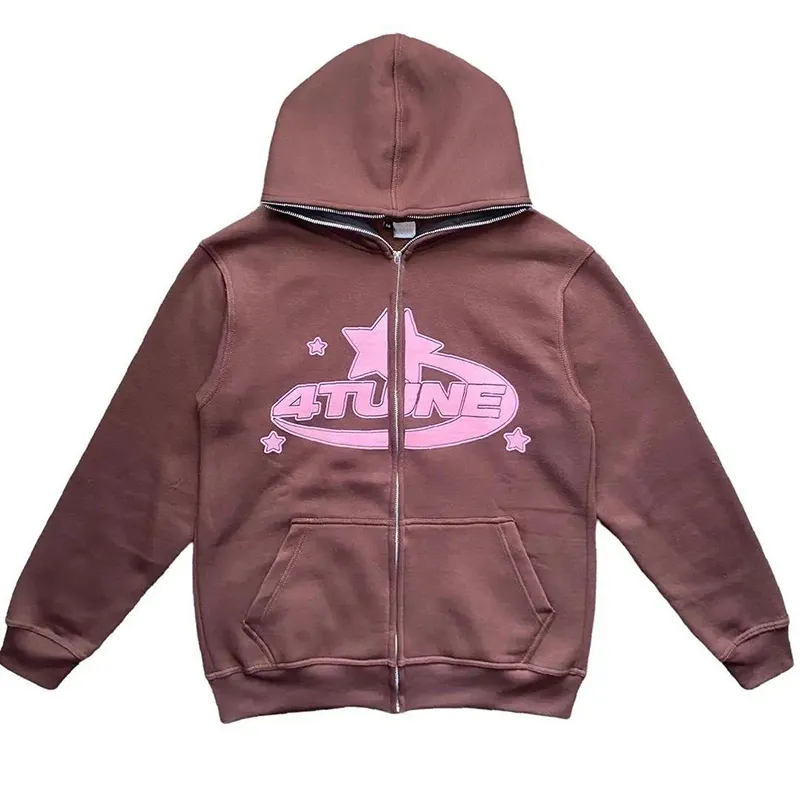Felpe con cappuccio da uomo Felpe con cappuccio da uomo con lettere a stella stampate Haruku High Street Y2K Streetwear Hip Hop Gothic Zip Up Loose_voghion.com