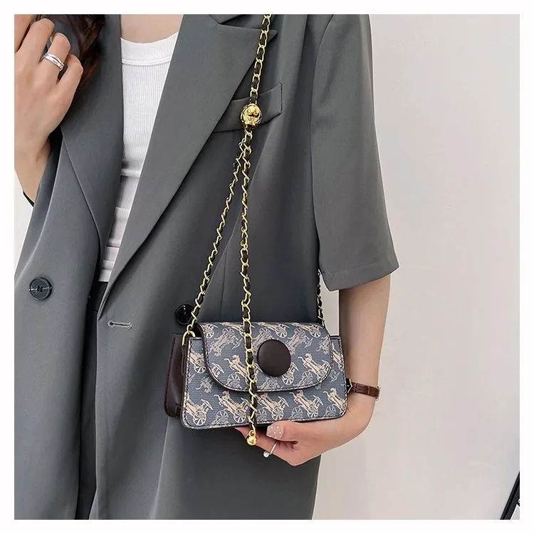 Free Shipping Single Shoulder Bag For Women Handheld Fashion Printed Wide Shoulder Chain Casual Diagonal Cross Bag_voghion.com