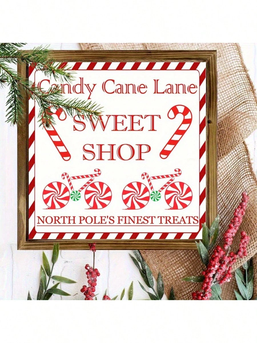 Christmas Candy-Red&White Holiday Decor - Wooden Plaque - For Home, Kitchen Or Christmas Gift, Holiday Kitchen Decor, Christmas Decorations Room Decor_voghion.com
