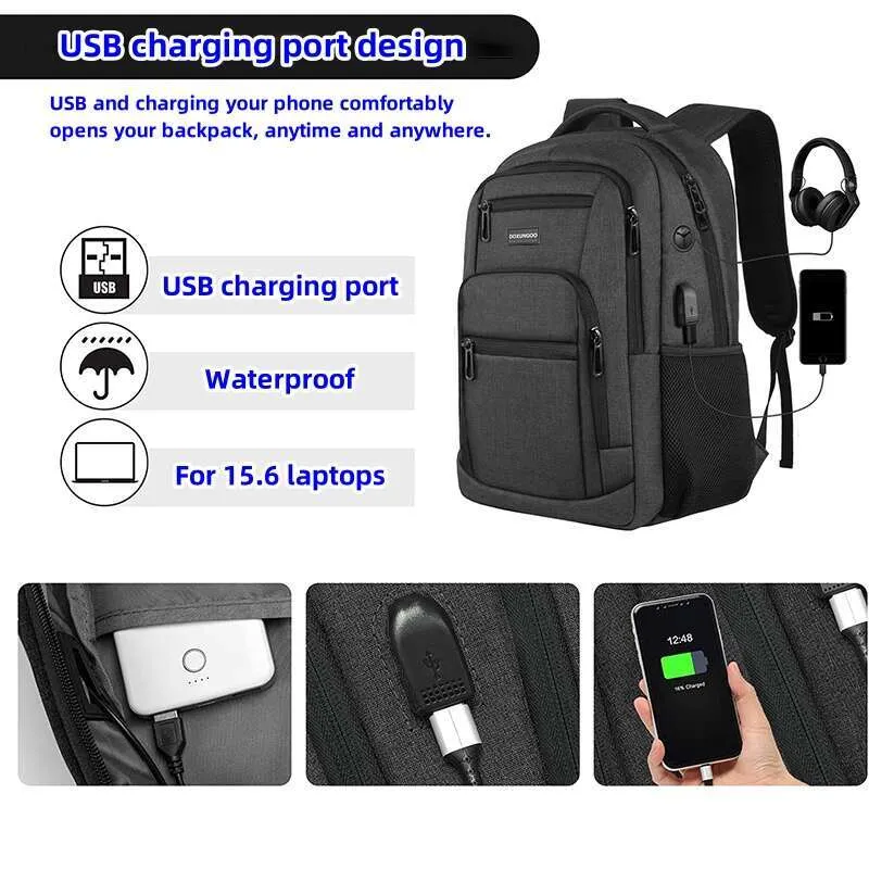 Backpack New Large Capacity Waterproond Breatha Backpack, 15.6-Inch Computer Bag, Usb, Reserved Port For Headphone_voghion.com