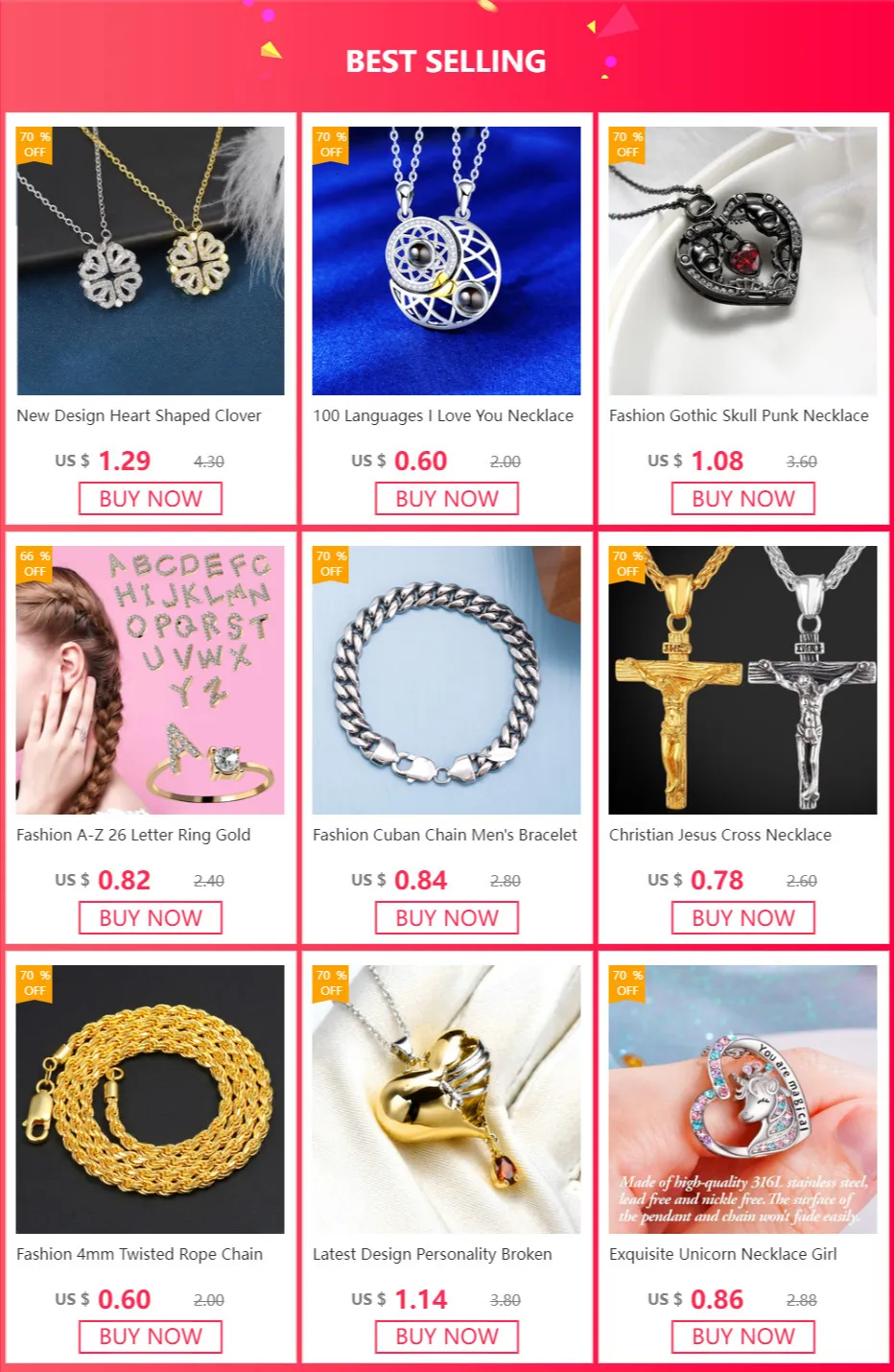 Coppia di moda cubana catena bungee hip hop tendenza braccialetto collana uomini e donne gioielli regali 230706_voghion.com