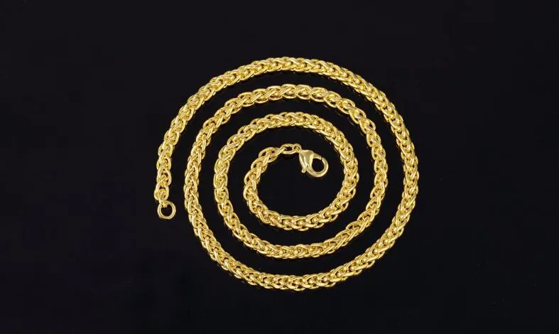 Gold Plated Twisted Link Chain Necklace For Men Classic Design_voghion.com