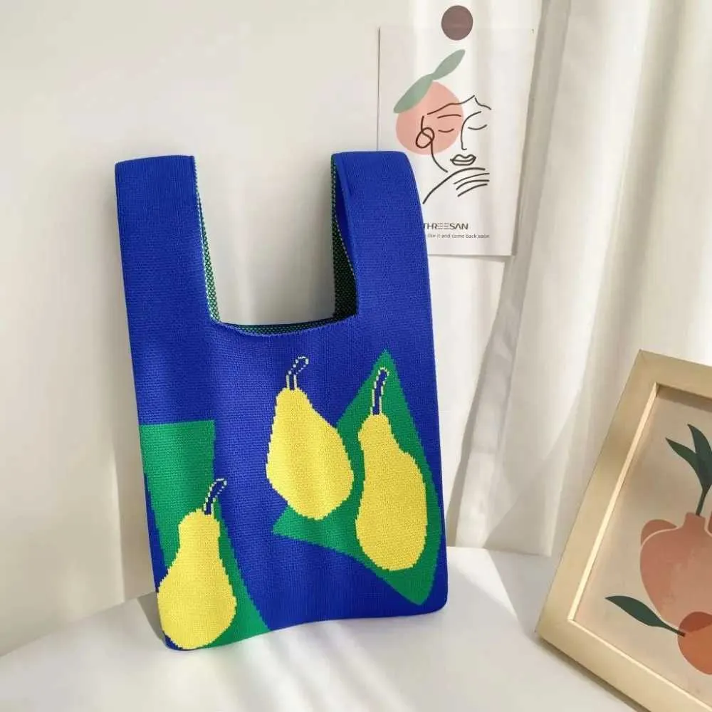 New Cato Wrist High Capacity Warm Girl Casual Reusable Shopping Bag Knitted Handbag Y241106_voghion.com