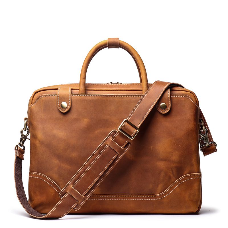 Handliche Dokumententasche Herren, Rindsleder, einzelne Schulter, diagonale Spreiztasche, lässige Retro-Tasche aus_voghion.com