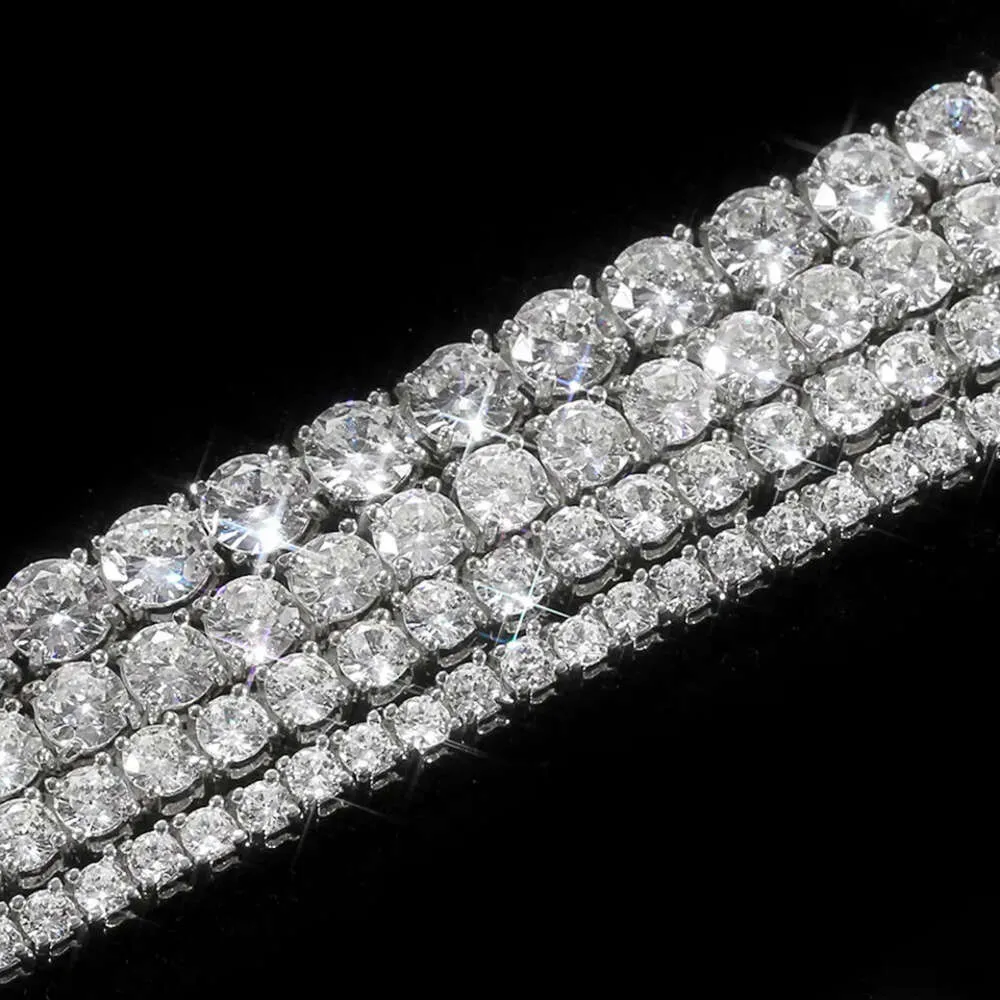 Collana con catena da tennis in moissanite da 3 mm, 4 mm, 5 mm, 6,5 mm, 15,2 cm, 18,3 cm, 20,3 cm, in argento sterling, moda donna_voghion.com