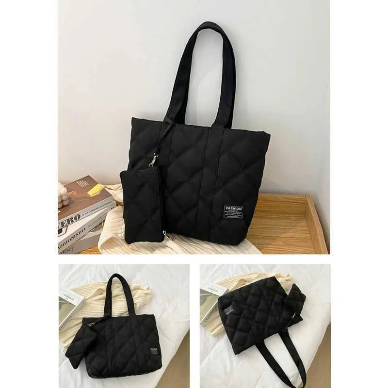 Sac à main pour femme automne/hiver mode losange espace coton costume sac à bandoulière grande capacité couleur unie tout-assorti_voghion.com